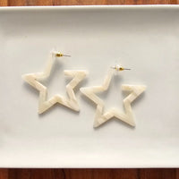 Star Hoop Earrings- Ivory, Hypoallergenic-Jewelry & Accessories - Earrings - Hoop Earrings-Reef Love