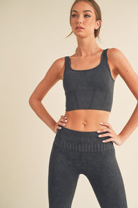 Stone Washed Ribbed Matching Yoga Lounge Set