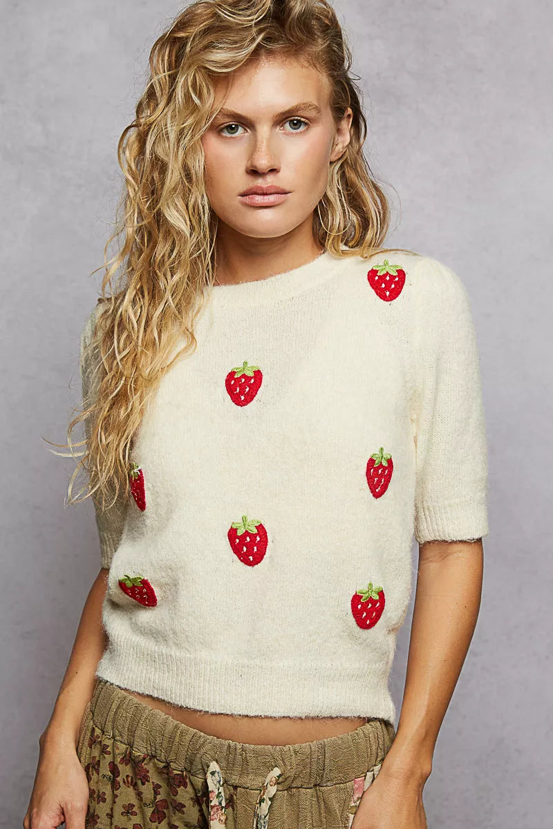 Strawberry Patch Short Sleeve Sweater