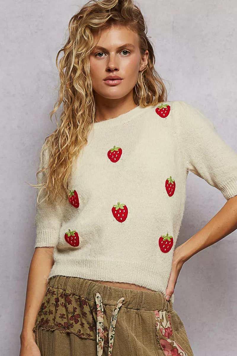 Strawberry Patch Short Sleeve Sweater