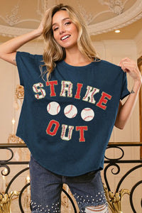 Strikeout Letter Patches Washed Short Sleeve Top-Reef Love