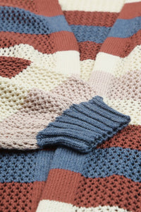 Stripe Color-block Hollow-Out Crochet Cardigan- Boho Chic Styles by Reef Love