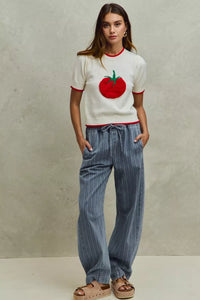 Stripe Denim Barrel Jeans with Drawstring Waistband-Reef Love