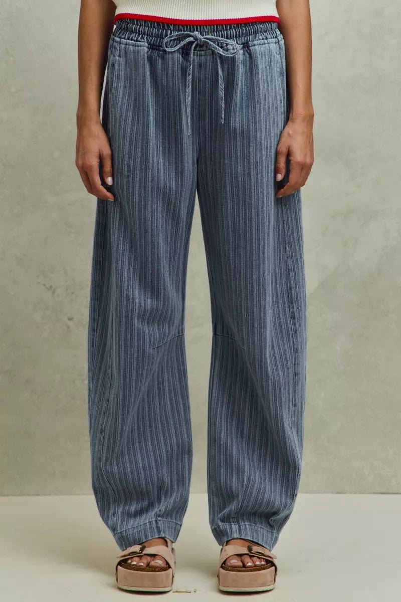 Stripe Denim Barrel Jeans with Drawstring Waistband-Reef Love