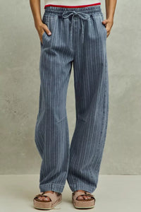 Stripe Denim Barrel Jeans with Drawstring Waistband-Reef Love