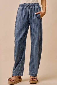 Stripe Denim Barrel Jeans with Drawstring Waistband-Reef Love