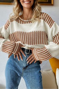 Stripe Patchwork Drop Shoulder Sweater