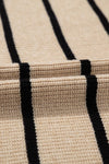 Stripe Side Pockets Open Front Cardigan-Stripe open-front cardigan with pockets in beige and black. Oversized rib-knit layering piece with cozy stretch fit, perfect for casual chic outfits.-Reef Love