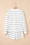 Stripe Zip-Up Drop Shoulder Pullover and Shorts Outfit Set
