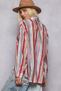Striped Button-Down Oversized Shirt-POL Striped Button-Down Oversized Shirt - oversized shirt is a classic and versatile wardrobe piece that can be styled in various ways.