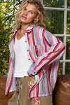 Striped Button-Down Oversized Shirt-POL Striped Button-Down Oversized Shirt - oversized shirt is a classic and versatile wardrobe piece that can be styled in various ways.