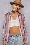 Striped Button-Down Oversized Shirt-POL Striped Button-Down Oversized Shirt - oversized shirt is a classic and versatile wardrobe piece that can be styled in various ways.