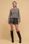 Striped Sequins High Waist Shorts-Sequin Shorts-Reef Love