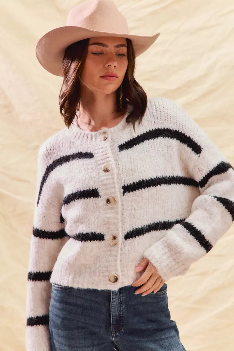 Striped Soft Touch Cozy Sweater Cardigan