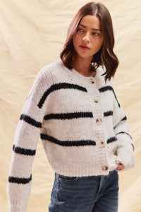 Striped Soft Touch Cozy Sweater Cardigan