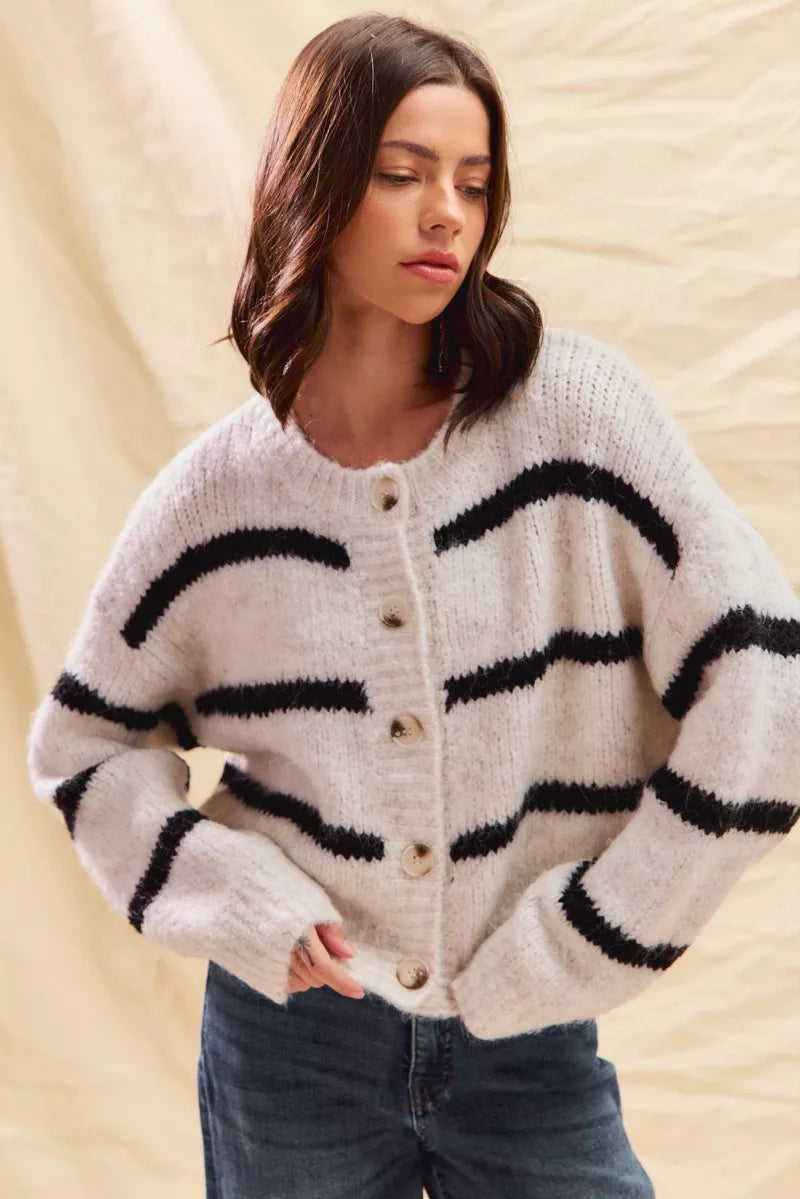 Striped Soft Touch Cozy Sweater Cardigan