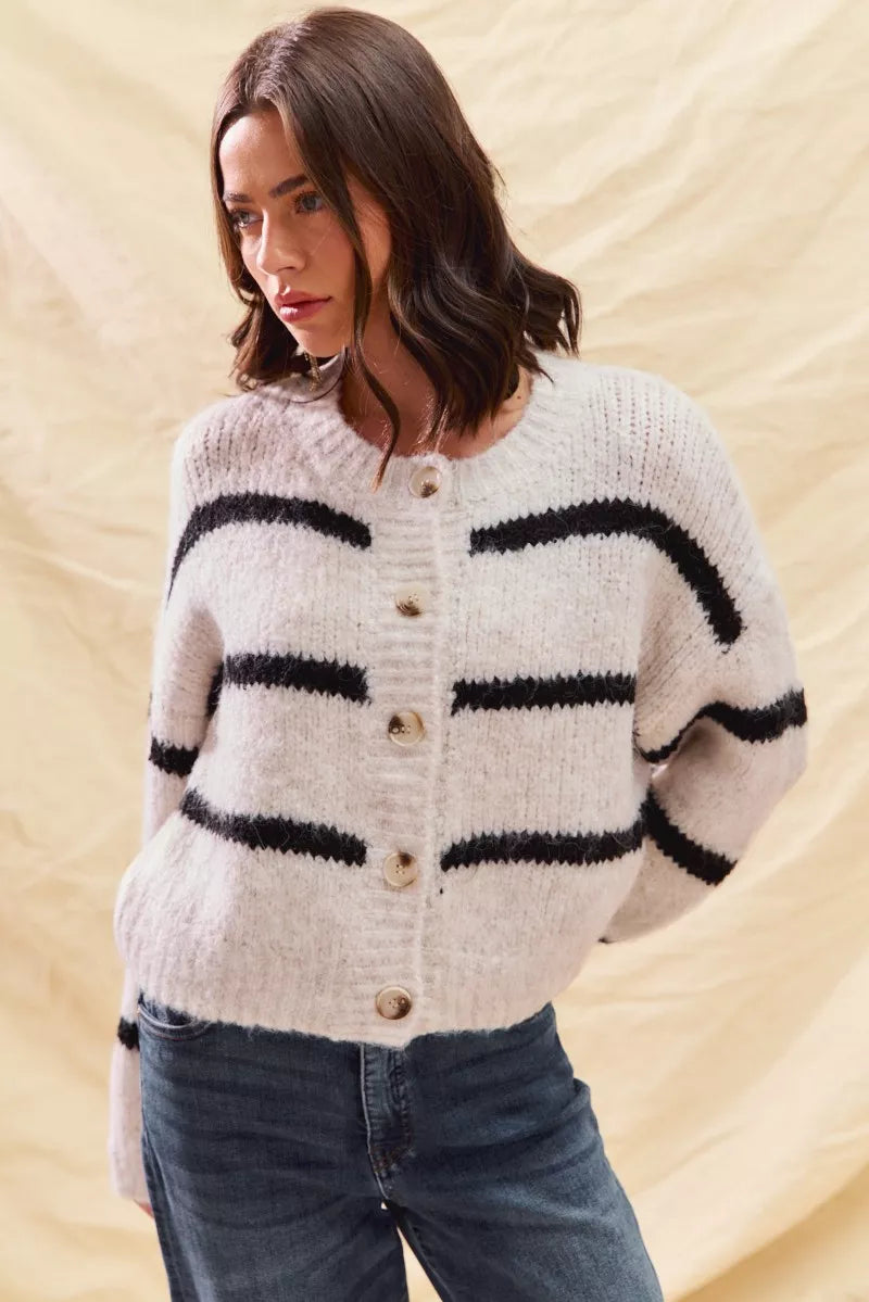 Striped Soft Touch Cozy Sweater Cardigan