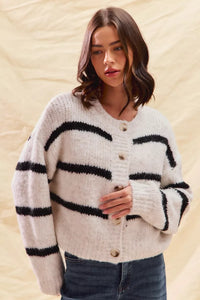 Striped Soft Touch Cozy Sweater Cardigan