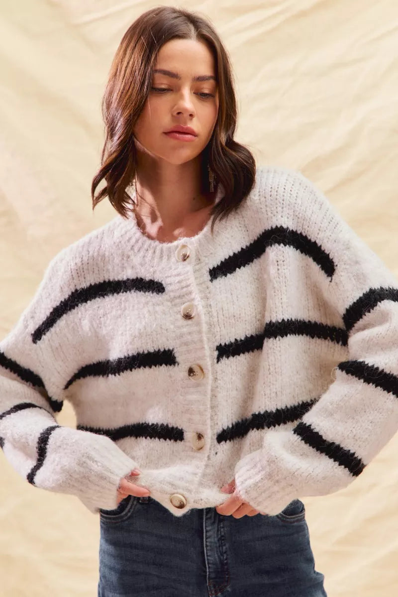Striped Soft Touch Cozy Sweater Cardigan