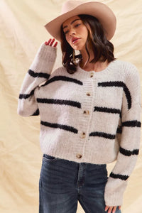 Striped Soft Touch Cozy Sweater Cardigan