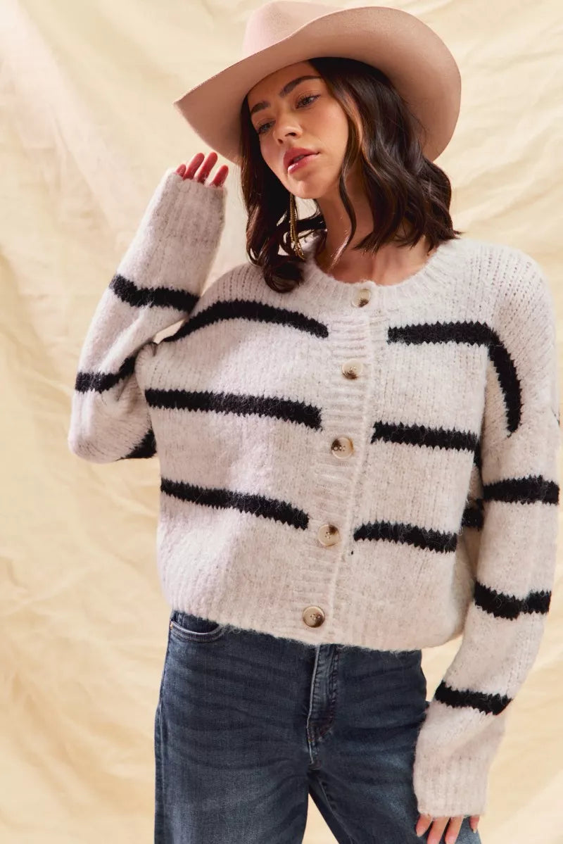 Striped Soft Touch Cozy Sweater Cardigan
