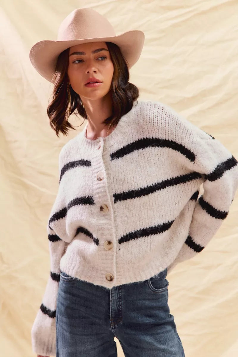 Striped Soft Touch Cozy Sweater Cardigan