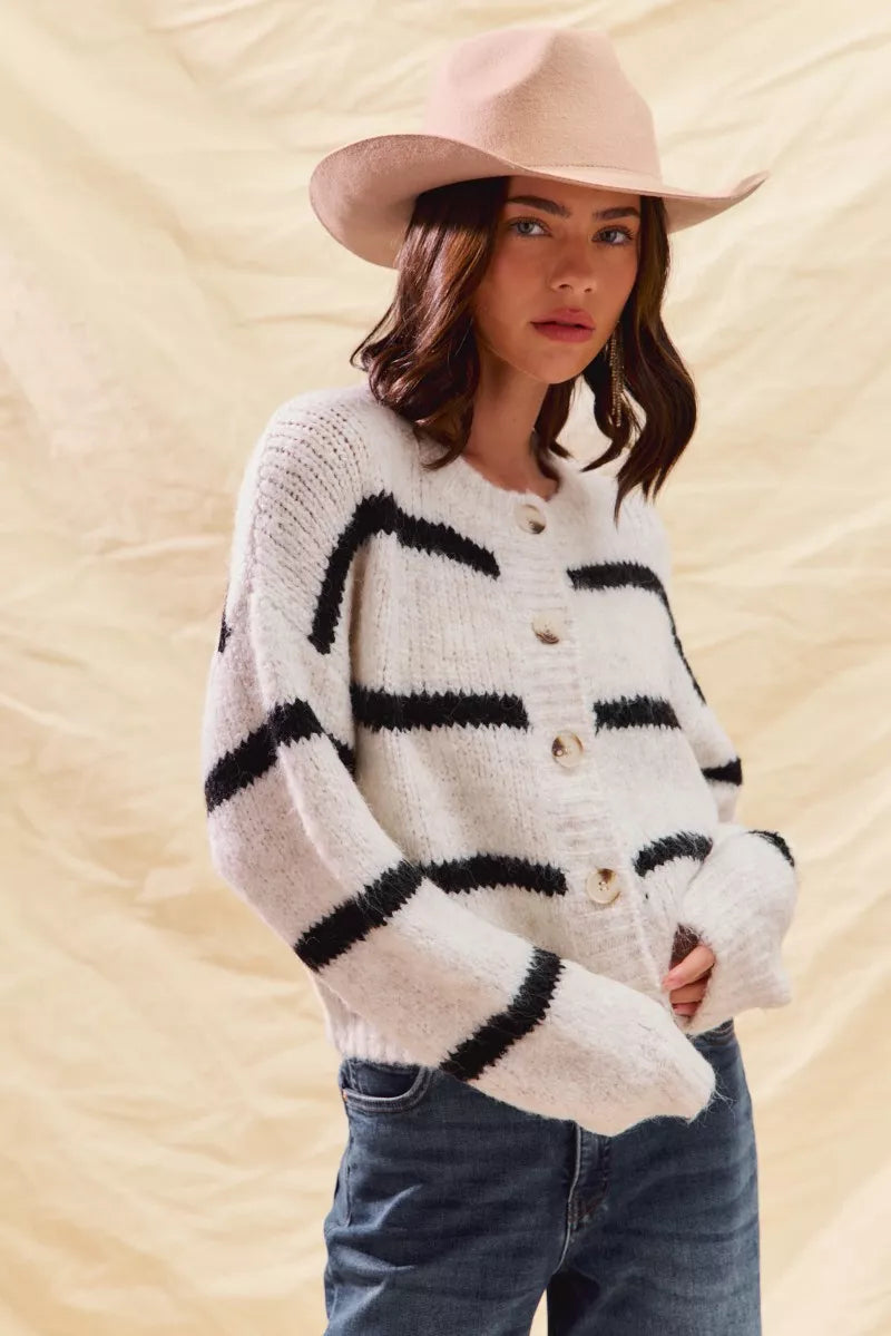Striped Soft Touch Cozy Sweater Cardigan