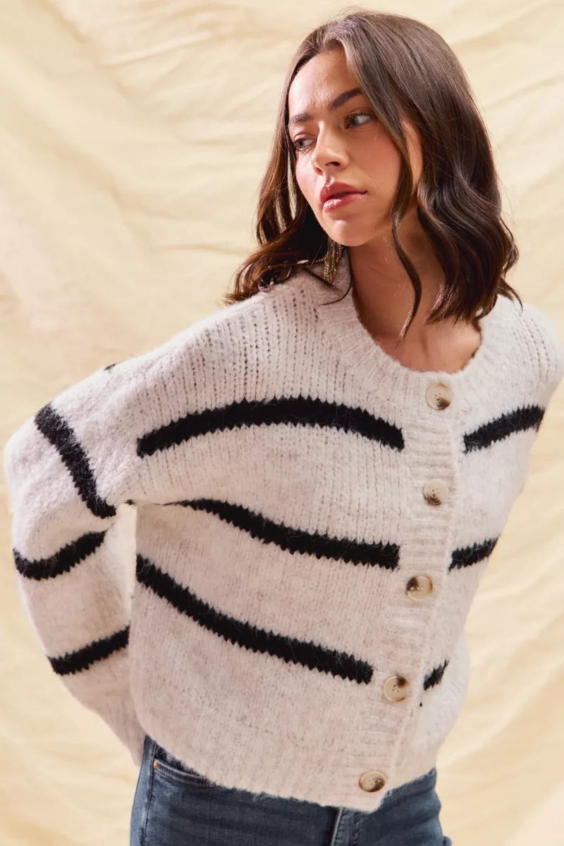 Striped Soft Touch Cozy Sweater Cardigan