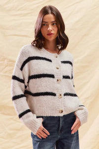 Striped Soft Touch Cozy Sweater Cardigan