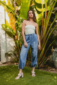 Striped Tape Detail Denim Jogger Jeans