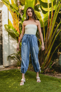 Striped Tape Detail Denim Jogger Jeans