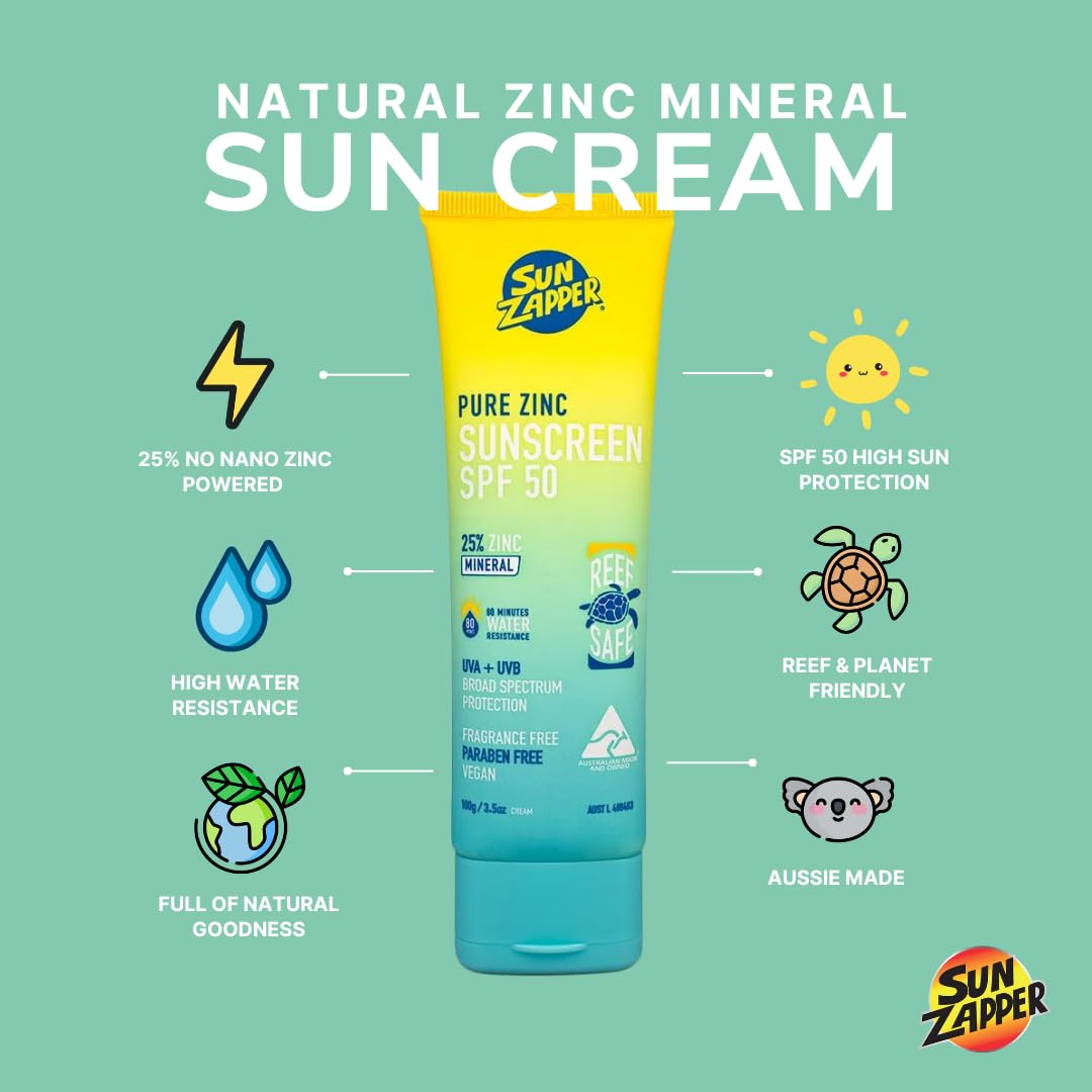 Sun Zapper Pure Zinc Mineral Sunscreen SPF 50 - Ultimate Reef Safe Protection