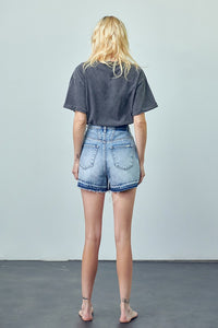 Super High Rise Released Hem Denim Shorts-Denim Shorts-Insane Gene-Reef Love