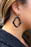 Shop Talia Earrings - Onyx Black-Talia Earrings in Onyx feature black, charcoal, and white speckled marbled acrylic. Lightweight and hypoallergenic—each pair is completely unique.-available at Reef Love online boho-chic boutique