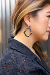 Shop Talia Earrings - Onyx Black-Talia Earrings in Onyx feature black, charcoal, and white speckled marbled acrylic. Lightweight and hypoallergenic—each pair is completely unique.-available at Reef Love online boho-chic boutique