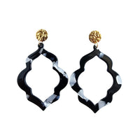 Shop Talia Earrings - Onyx Black-Talia Earrings in Onyx feature black, charcoal, and white speckled marbled acrylic. Lightweight and hypoallergenic—each pair is completely unique.-available at Reef Love online boho-chic boutique