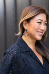 Shop Talia Earrings - Twilight-Talia Earrings in Twilight feature deep blue, copper, and white marbled acrylic. Lightweight, bold, and hypoallergenic—no two pairs are exactly alike.-available at Reef Love online boho-chic boutique
