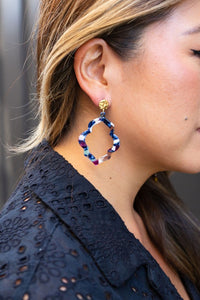 Shop Talia Earrings - Twilight-Talia Earrings in Twilight feature deep blue, copper, and white marbled acrylic. Lightweight, bold, and hypoallergenic—no two pairs are exactly alike.-available at Reef Love online boho-chic boutique