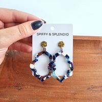 Shop Talia Earrings - Twilight-Talia Earrings in Twilight feature deep blue, copper, and white marbled acrylic. Lightweight, bold, and hypoallergenic—no two pairs are exactly alike.-available at Reef Love online boho-chic boutique
