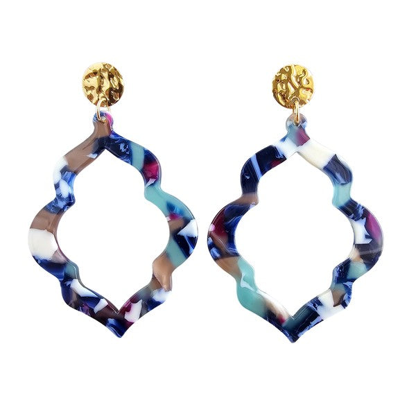 Shop Talia Earrings - Twilight-Talia Earrings in Twilight feature deep blue, copper, and white marbled acrylic. Lightweight, bold, and hypoallergenic—no two pairs are exactly alike.-available at Reef Love online boho-chic boutique