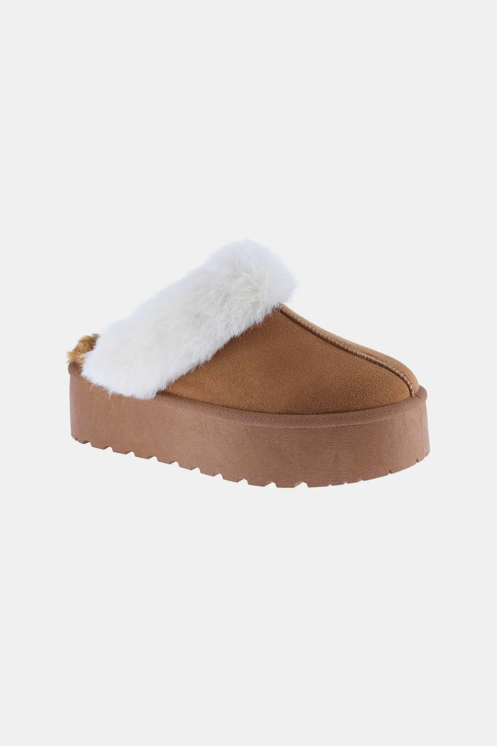 Tan Thick Bottom Fur Trim Snow Slippers-Stay cozy and stylish in these Thick Bottom Fur Trim Snow Slippers with cushioning for your feet, perfect for lounging around the house or running errands. 