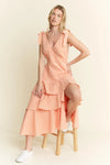 Tangerine Sleeveless Gingham Print Tiered Midi Dress-Breezy, feminine, and effortlessly charming — this orange and white gingham midi dress is your go-to for warm-weather days. Crafted from a lightweight cotton blend-Reef Love Boho-Chic Boutique