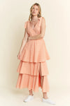Tangerine Sleeveless Gingham Print Tiered Midi Dress-Breezy, feminine, and effortlessly charming — this orange and white gingham midi dress is your go-to for warm-weather days. Crafted from a lightweight cotton blend-Reef Love Boho-Chic Boutique