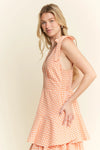 Tangerine Sleeveless Gingham Print Tiered Midi Dress-Breezy, feminine, and effortlessly charming — this orange and white gingham midi dress is your go-to for warm-weather days. Crafted from a lightweight cotton blend-Reef Love Boho-Chic Boutique