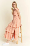 Tangerine Sleeveless Gingham Print Tiered Midi Dress-Breezy, feminine, and effortlessly charming — this orange and white gingham midi dress is your go-to for warm-weather days. Crafted from a lightweight cotton blend-Reef Love Boho-Chic Boutique