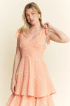 Tangerine Sleeveless Gingham Print Tiered Midi Dress-Breezy, feminine, and effortlessly charming — this orange and white gingham midi dress is your go-to for warm-weather days. Crafted from a lightweight cotton blend-Reef Love Boho-Chic Boutique