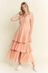 Tangerine Sleeveless Gingham Print Tiered Midi Dress-Breezy, feminine, and effortlessly charming — this orange and white gingham midi dress is your go-to for warm-weather days. Crafted from a lightweight cotton blend-Reef Love Boho-Chic Boutique