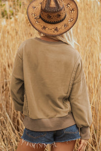 Tatum Fuzzy Sherpa Splicing Pullover Sweatshirt-Tatum Fuzzy Sherpa Splicing Pullover Sweatshirt offers exceptional comfort with its ultra-soft sherpa fabric. Its splicing design combines contrasting textures.