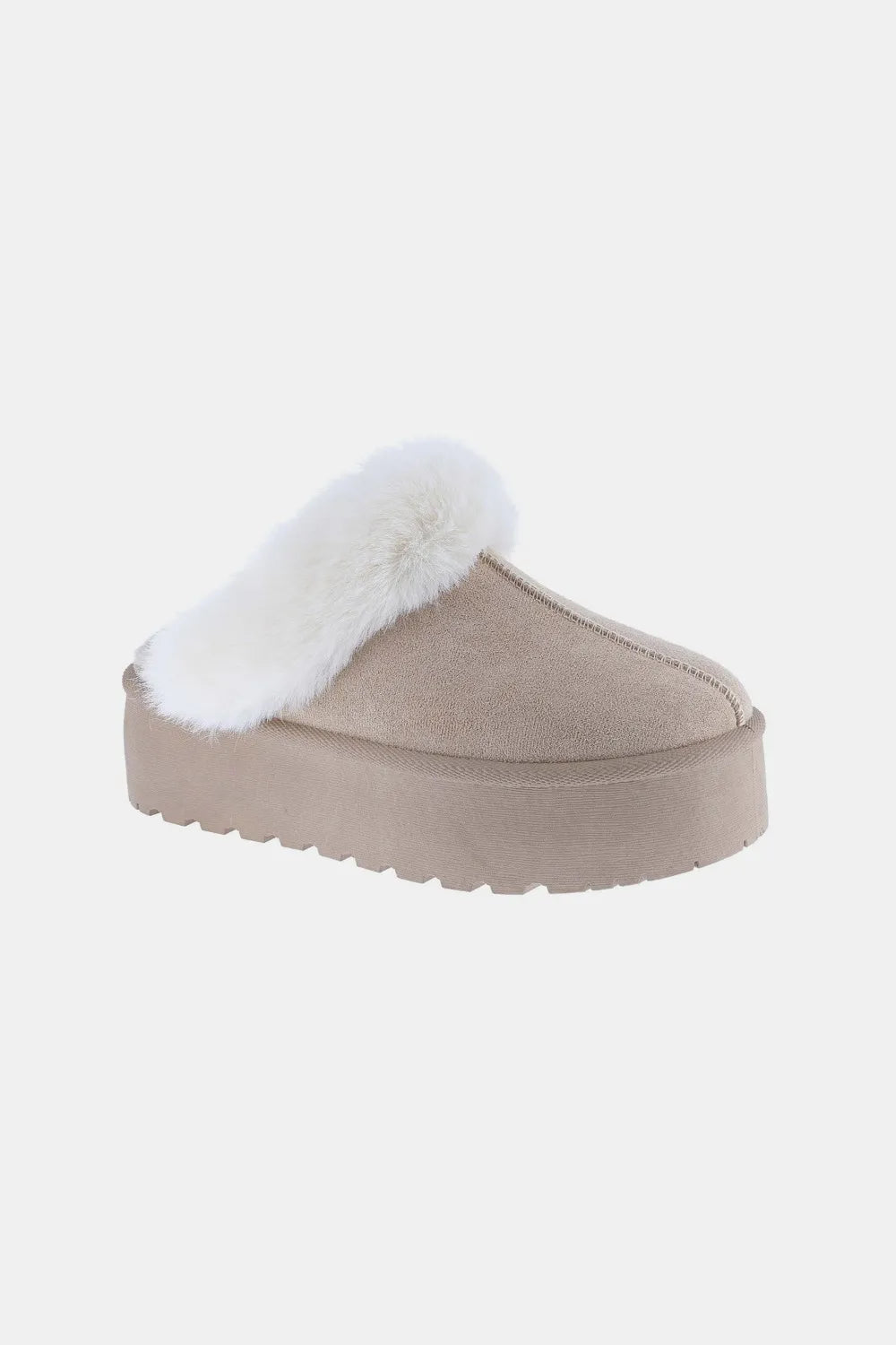 Taupe Thick Bottom Fur Trim Snow Slip-on Boots-Taupe Thick Bottom Fur Trim Snow Boots- Stay cozy and stylish in these Thick Bottom Fur Trim Snow Slippers, provides extra cushioning and support for your feet.