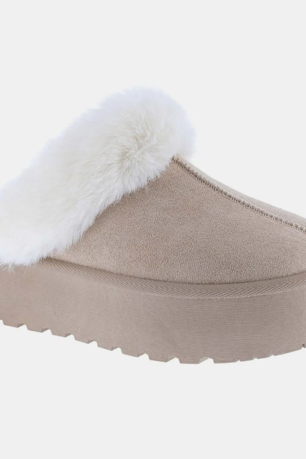 Taupe Thick Bottom Fur Trim Snow Slip-on Boots-Taupe Thick Bottom Fur Trim Snow Boots- Stay cozy and stylish in these Thick Bottom Fur Trim Snow Slippers, provides extra cushioning and support for your feet.